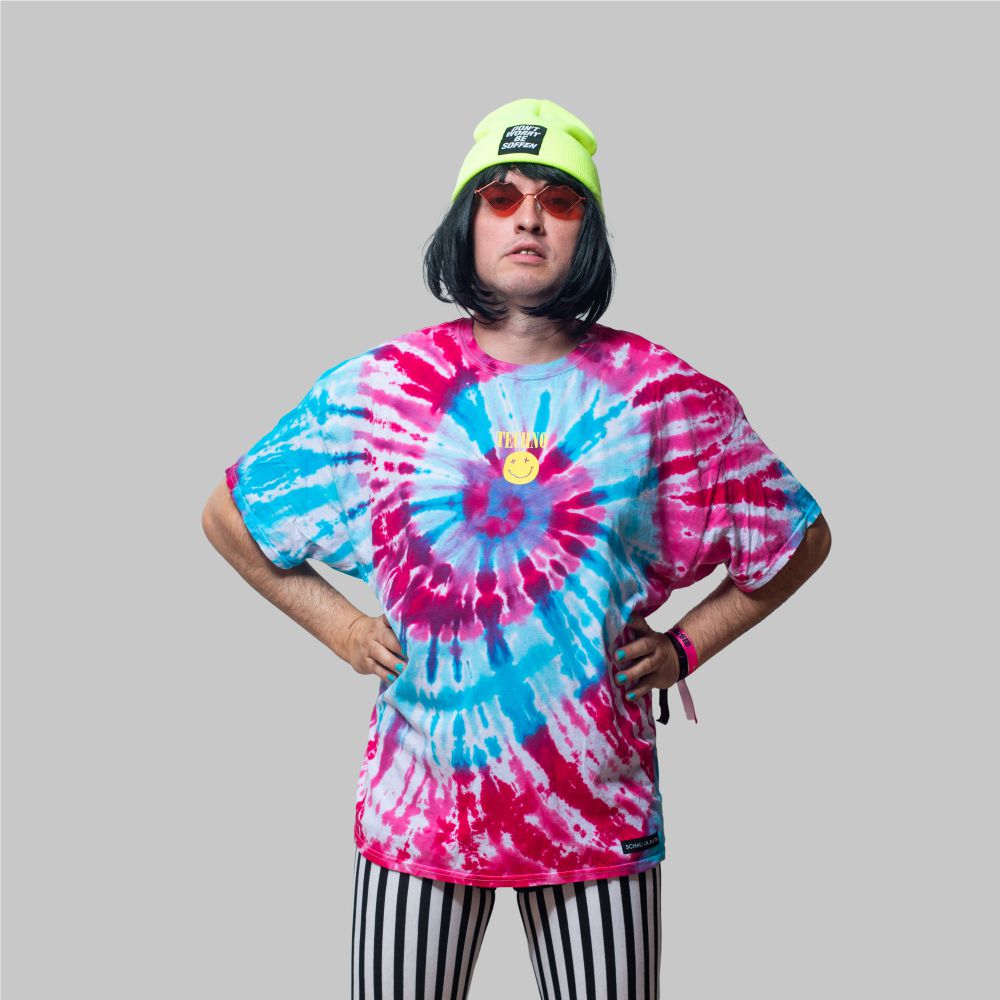 TECHNO SMILEY Batik Shirt pink-rot-blau