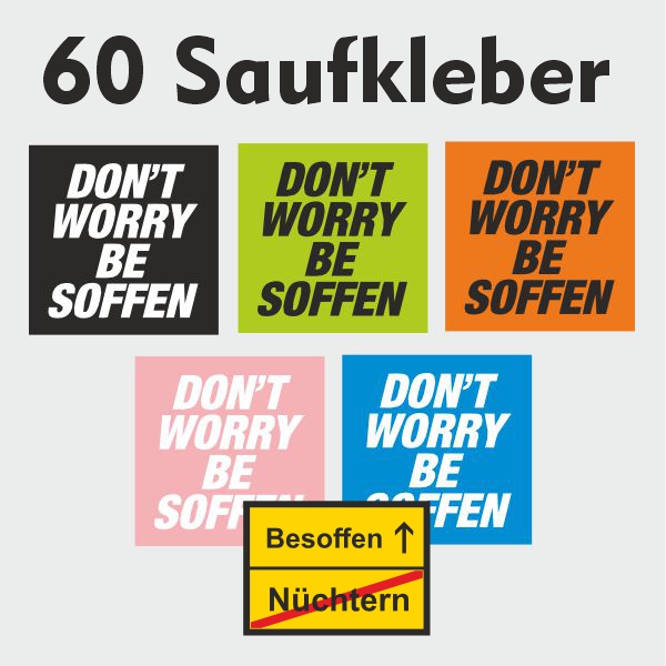 Saufkleber Knallerset - 60 Stück