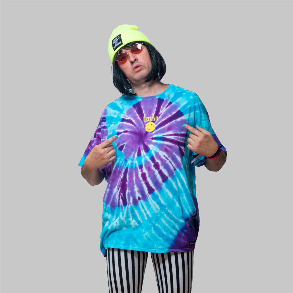 TECHNO SMILEY Batik Shirt blau-violett