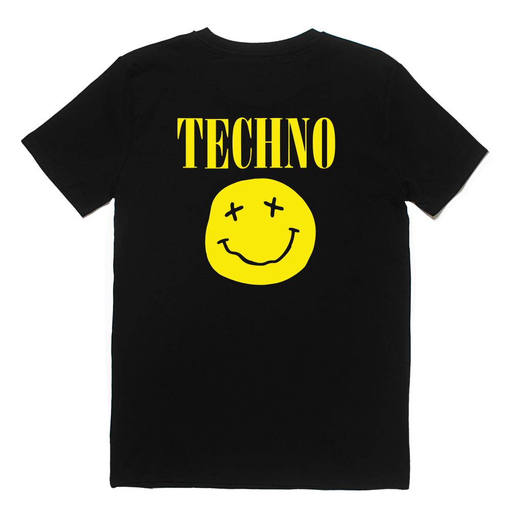 TECHNO SMILEY Shirt schwarz - Front&Back Print
