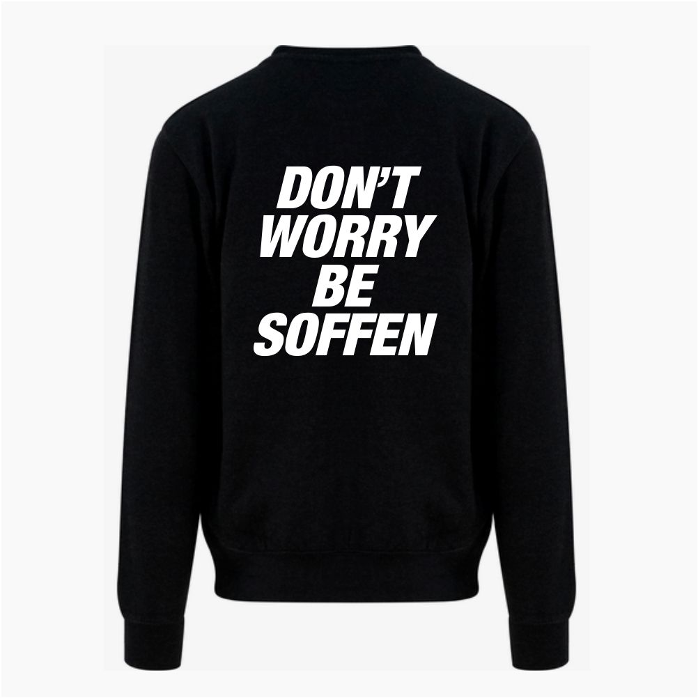 DON'T WORRY BE SOFFEN Sweater schwarz - Front&Back Print