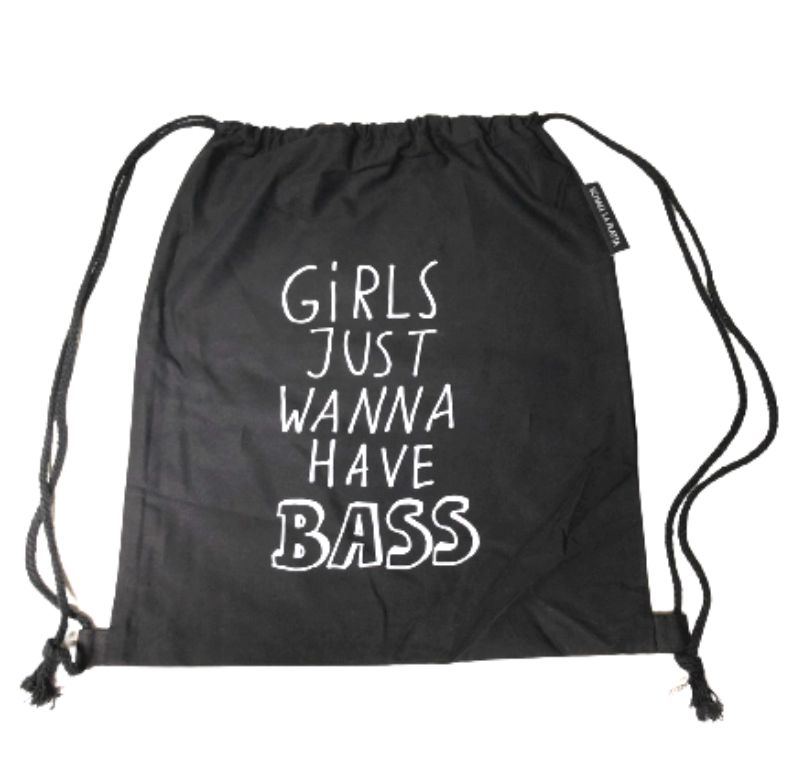 GIRLS JUST WANNA HAVE BASS Turnbeutel schwarz