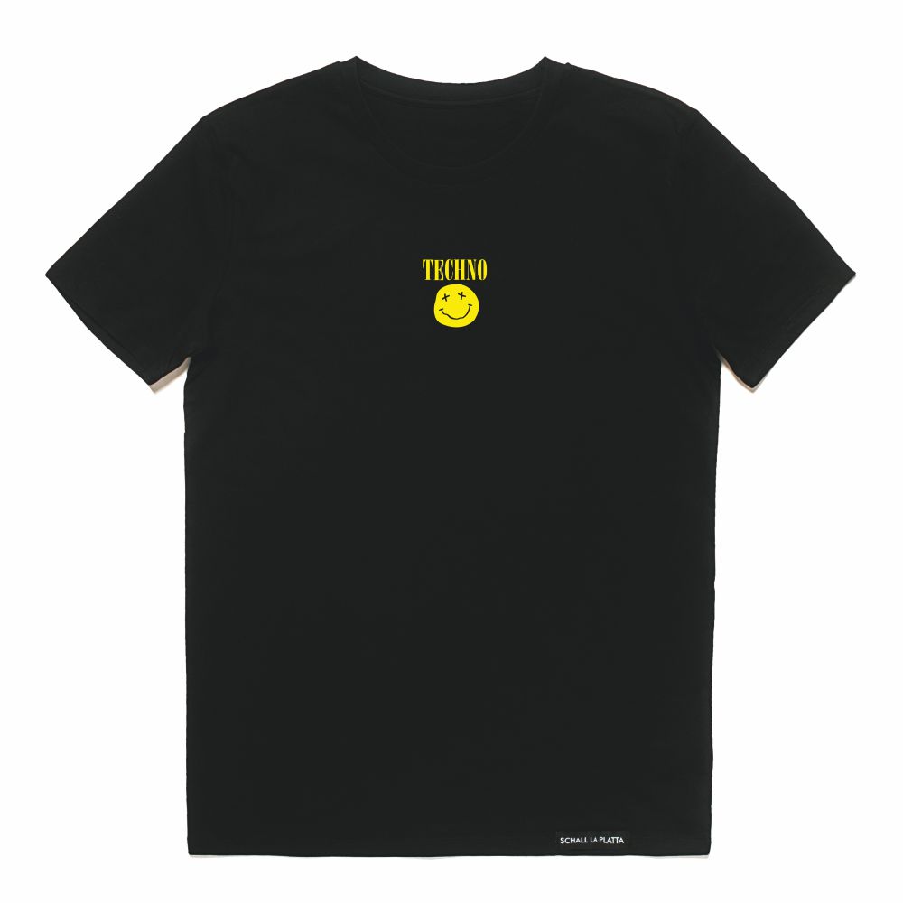 TECHNO SMILEY Shirt schwarz - Front&Back Print