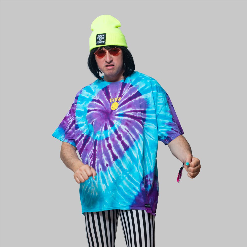TECHNO SMILEY Batik Shirt blau-violett