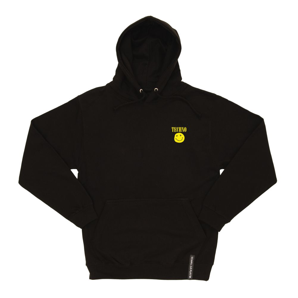 TECHNO SMILEY Hoodie schwarz Front&Back