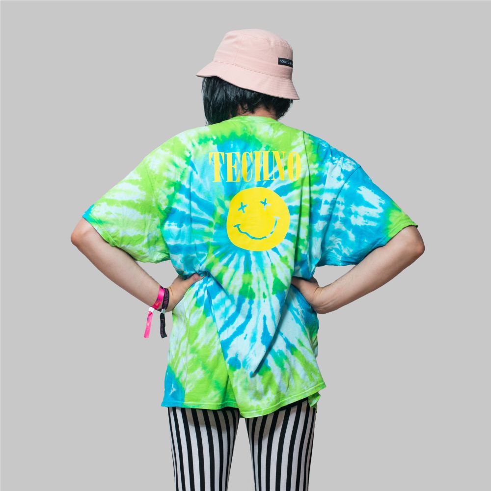 TECHNO SMILEY Batik Shirt grün-blau