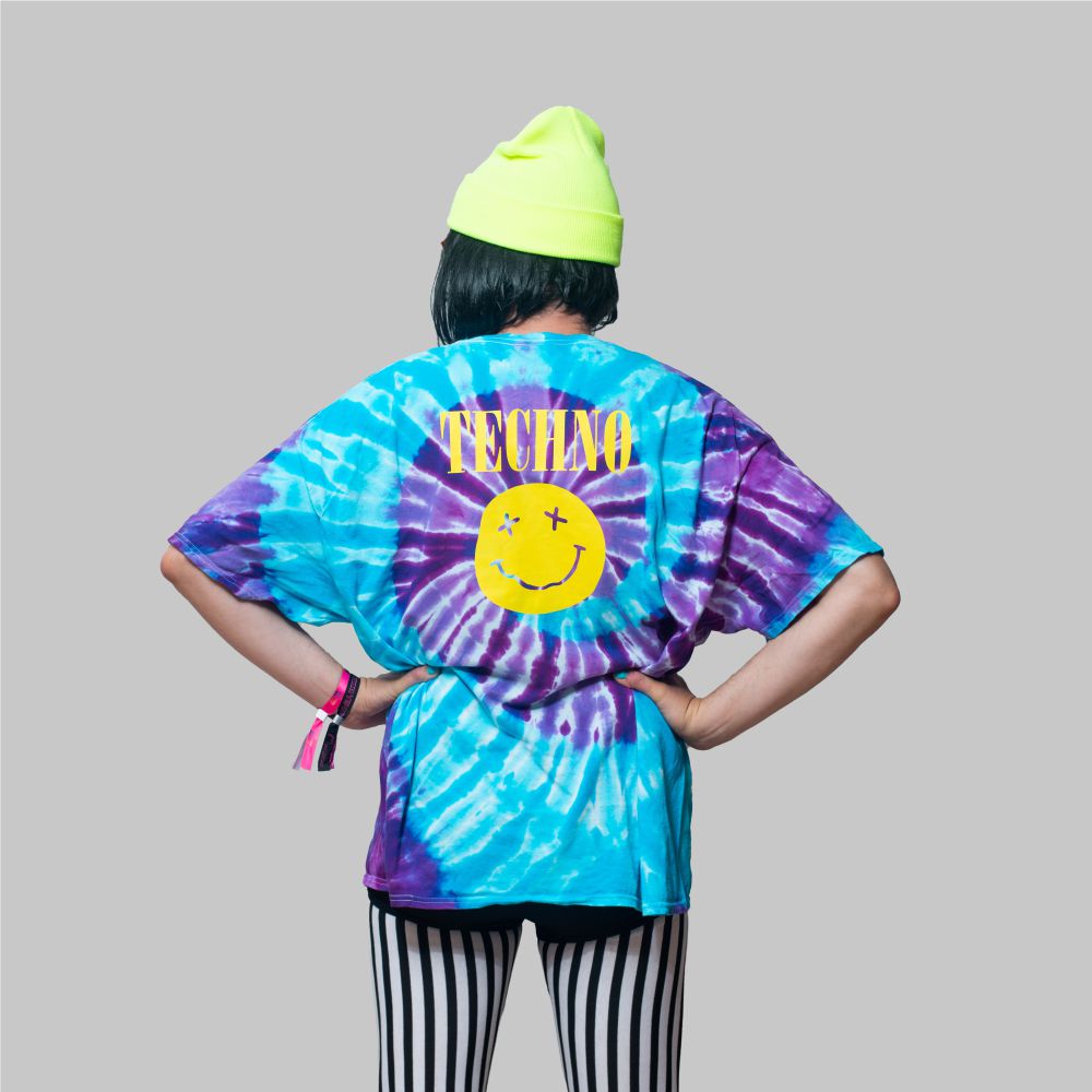 TECHNO SMILEY Batik Shirt blau-violett
