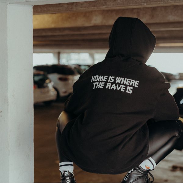 HOME IS WHERE THE RAVE IS Pull over Girl Hoodie schwarz